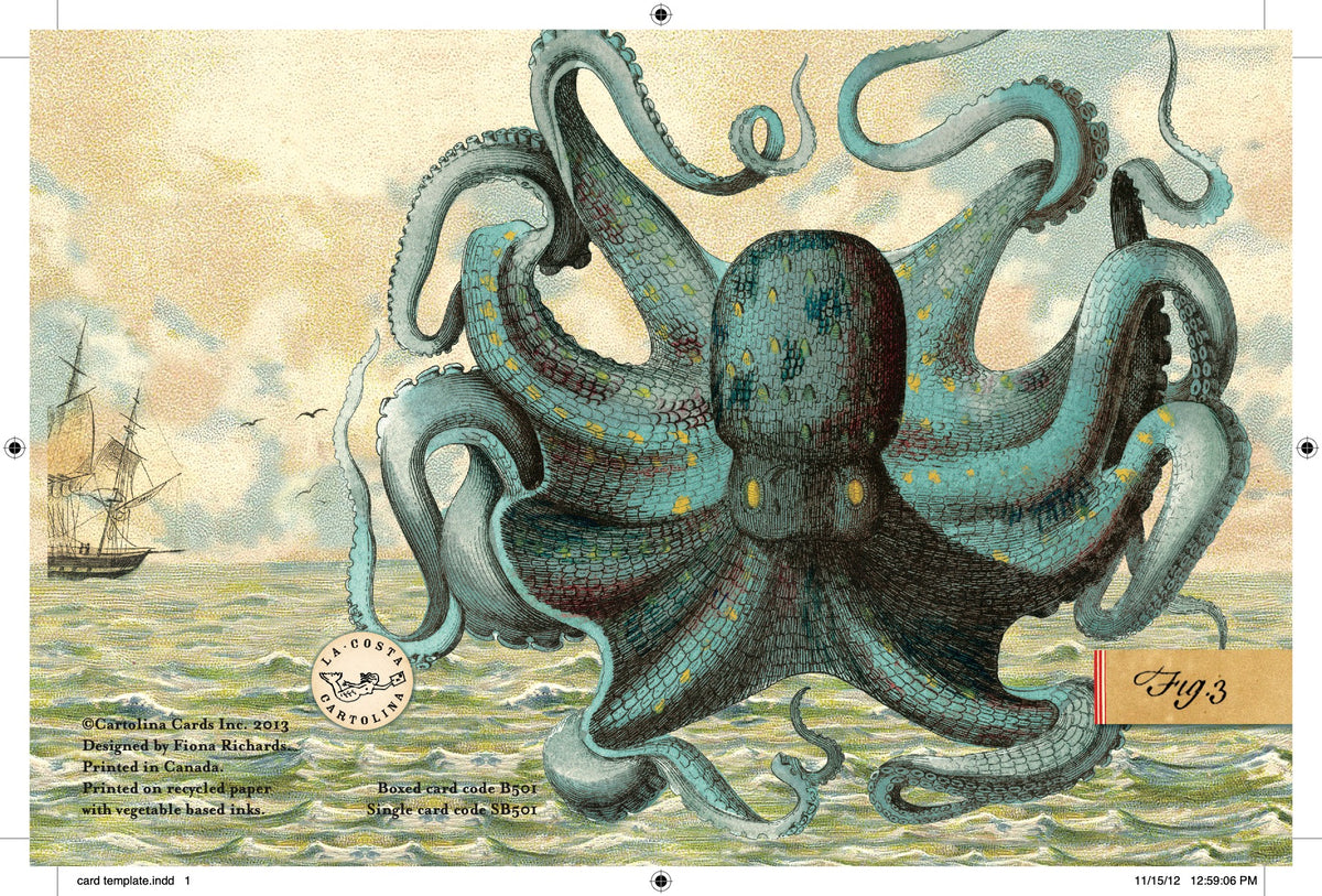 SB501 Single seaside card - Octopus