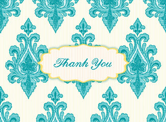 B119 Boxed cards - Thank You - Turquoise and Yellow