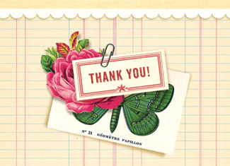 B128 Boxed cards - Thank You! - Papillon and Flower
