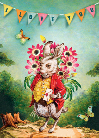 CC225 I Love You Rabbit With Flowers